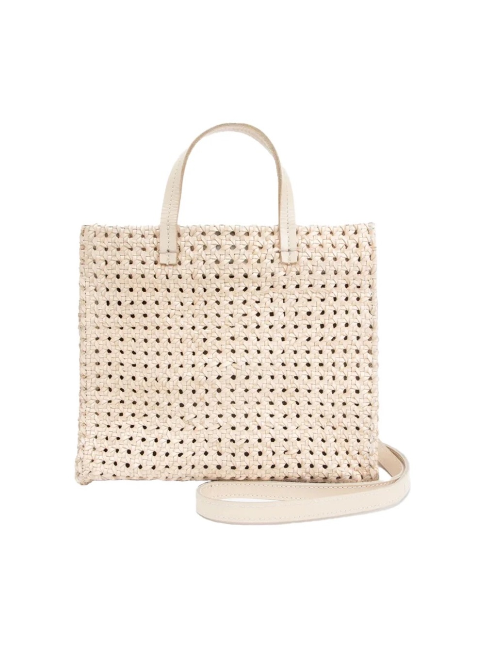 Clare V Petite Simple Tote Cream Rattan